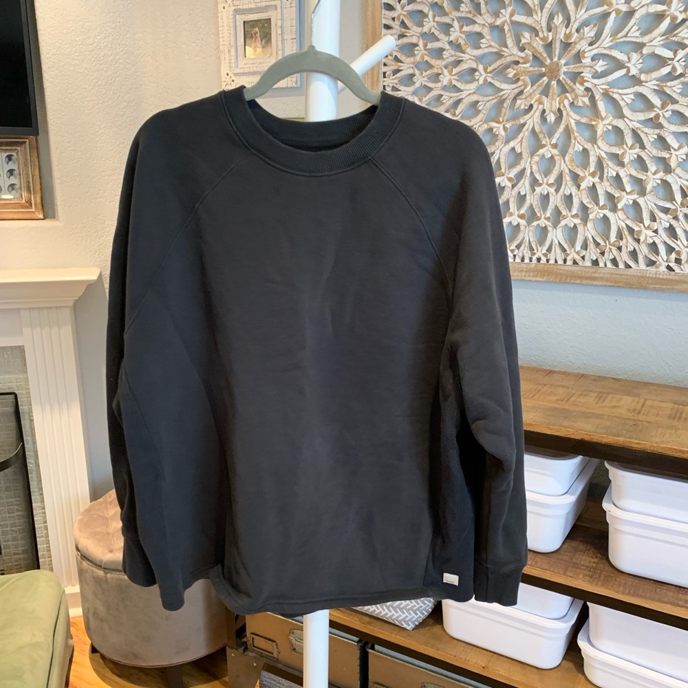 Vuori Restore Organic French Terry Cotton Oversize Crew Sweatshirt -Washed Black